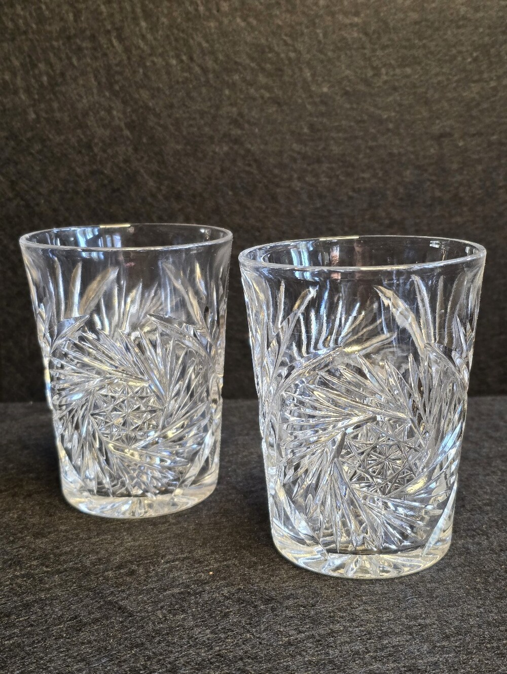 Clear Cut Glass Tumbler Set - Crystal-Style Clear Drinking Glasses